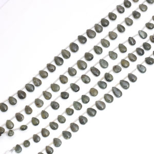Vente en gros de perles lisses en sillimanite noire naturelle en forme de poire, brin de 8 pouces, 5x7 à 9x12 mm, pour la fabrication de bracelets, de colliers et de bijoux - Product Image 1
