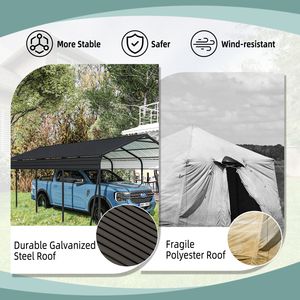 Abri d'auto en métal robuste 12x20 hangar de garage de stockage extérieur kit de camion de voiture à usage multiple cadre de construction de stockage de toit en acier galvanisé - Product Image 5