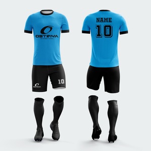 ชุดเสื้อฟุตบอลอุนิเซ็กซ์ Ostriya สีดำ แดง น้ำเงิน แบบซับลิเมชั่น แขนสั้น ระบายเหงื่อ ต้านเชื้อแบคทีเรีย สีที่กำหนดเองได้สำหรับทีม - Product Image 3