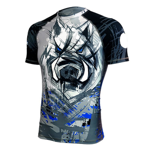 Vêtements de sport MMA à manches courtes avec logo personnalisé, rashguard en spandex imprimé sur mesure pour hommes - Product Image 2