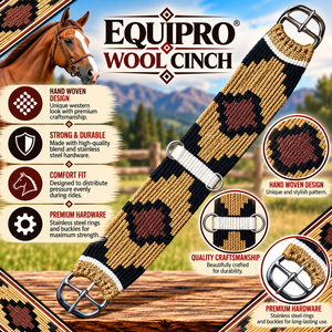 EQUIPO: Cinturón de Cuerda para Caballo, Personalizable, de Cuero y Lana, con Patrón Geométrico, Anillos Metálicos Ajustables, en Colores Marrón, Negro y Bronceado - Product Image 2