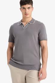 High Quality Men's for Shirt Fashionable V-Neck Short Sleeve Breathable Anti-Wrinkle Polyester/Cotton Anti-Pilling - Product Image 3