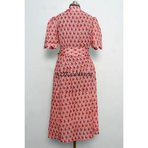 Vestido largo de algodón indio estampado a mano, vestido largo de boda india, ropa de verano para niña, vestido 100% algodón - Product Image 6