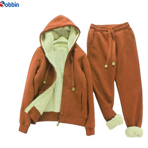 Customized <b>Top</b> Trending <b>Women</b> Fleece Winter <b>Warm</b> Sportswear Sweat Suit Zip Up Tracksuit Jogging Hoodies and Joggers Sets - Product Image 5