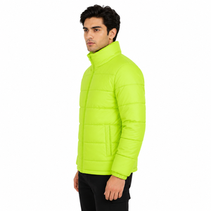 Vestes matelassées personnalisées pour hommes, col montant, fermeture éclair, coupe-vent, rembourrage en polyester, vêtements d'hiver décontractés, vêtements d'extérieur chauds et isolés - Product Image 3