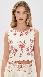 Ensemble 2 pièces décontracté pour femme, haut long brodé uni en tissu tissé 100 % coton mousseline avec un joli design - Product Image 3