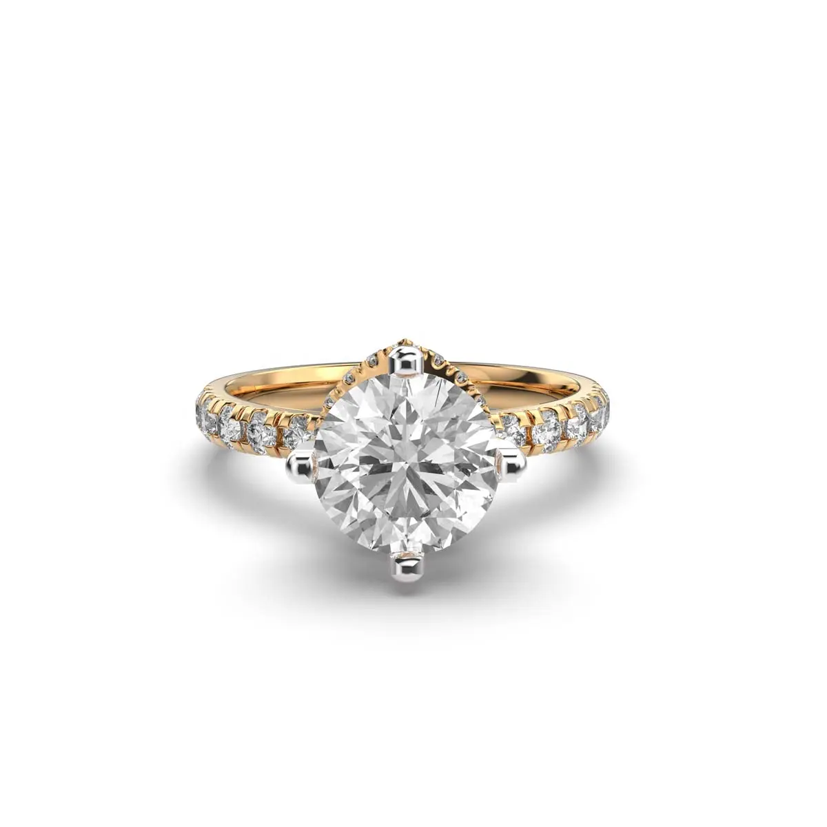 18K Lab Gegroeide Diamanten Sieraden Ring Rond Briljant 1.2 Karaat Solitaire Met Diamanten Band Ring Voor Vrouwen
