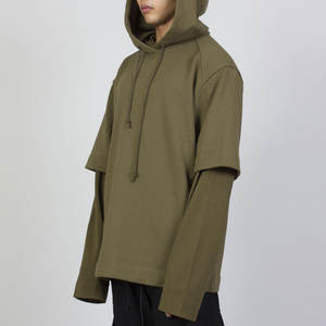 Sudadera con Capucha de Invierno de Alta Calidad, Estilo Urbano, 100% Algodón, Tejido de Felpa, Bordada, Lisa, Teñida, Mangas de Doble Capa - Product Image 5