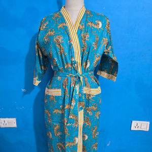 Bata Kimono de Algodón 100% para Mujer, Talla Única, con Forro Frontal, Suave, Transpirable, Elegante, Romántica, Ropa de Dormir Cómoda - Product Image 1