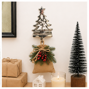 High Quality Silver Metal Christmas Tree <b>Stocking</b> <b>Holder</b> With NOEL Design Weighted Decorative Mantel Hanger Hook For Xmas Decor - Product Image 4