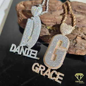 Pendentif personnalisé de luxe avec initiale « G » et anneau en forme de cœur, diamant cultivé en laboratoire, chaîne en corde, collier hip-hop pour homme - Product Image 5
