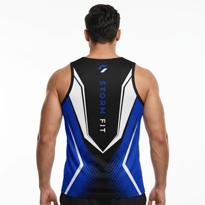 Débardeur pour homme Storm Fit, imprimé par transfert thermique, 100% polyester, séchage rapide, col rond, sportif, entraînement, gym, vêtements de sport, 180g - Product Image 3