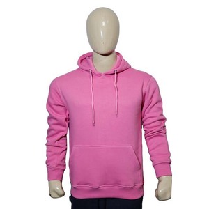 <b>Men's</b> <b>Pink</b> Hooded Sweatshirt 100% Cotton Fleece Regular Fit Casual Solid Color Autumn Wear - Product Image 5