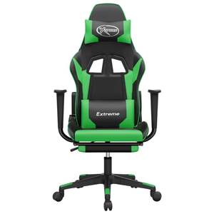 Silla de Juego de Piel Sintética Negra y Verde con Madera Contrachapada Metálica y Espuma - Asiento Duradero y Cómodo para Gamers - Product Image 3