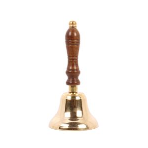 Campana de mano hecha a mano de latón con mango de madera con campana personalizada pulida Lisa brillante para Decoración - Product Image 1