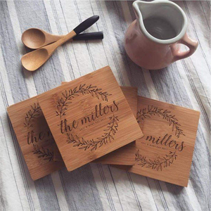 Sous-verres ronds en bois naturel gravés au laser, personnalisés, pour tasses à café, tasses à thé, hôtel, restaurant, table. - Product Image 5