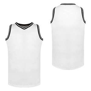 เสื้อบาสเก็ตบอลฤดูร้อนคุณภาพสูงสำหรับผู้ชาย สีขาว ดีไซน์ตาข่าย ระบายอากาศได้ดี พิมพ์ลาย ขายส่ง - Product Image 1