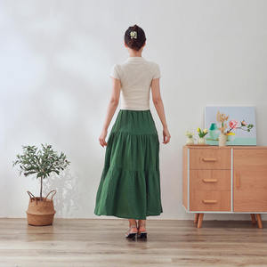 Falda Maxi de Muselina de Algodón en Capas para Verano, Cintura Elástica, Línea A, Larga, de Doble Gasa, con Volantes, Tallas Grandes, Faldas Personalizadas - Product Image 2