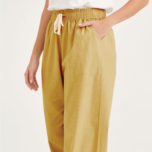 Pantalones de Lino y Algodón de Cintura Alta, Transpirables, Elásticos, Cómodos, Suaves, de Corte Recto, con Cordón Ajustable, Tallas Grandes, para Dormir - Product Image 3