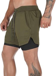 Custom Logo Men's Double <b>Layer</b> Breathable Spandex/Cotton Sports Gym Shorts with Drawstring Closure - Product Image 4
