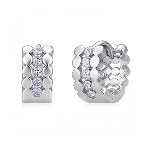 925 Sterling Silver <b>Moissanite</b> Hoop <b>Earrings</b> | Round Brilliant Cut Sparkling Hoop Jewelry | Elegant Wedding Party <b>Earrings</b> Gift - Product Image 3