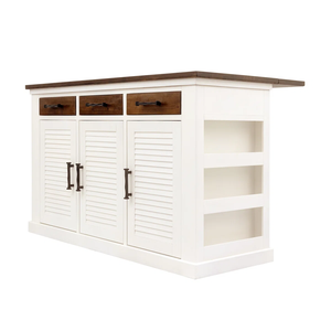 Islas de Cocina de Madera de Mango de Vietnam, Color Natural/Blanco/Negro, Almacenamiento Móvil, Diseño Moderno - Product Image 1