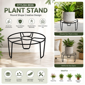 Soporte redondo de metal galvanizado para plantas, soporte para macetas resistente al óxido, soporte Gamla que ahorra espacio, decoración para interior, exterior, jardín, balcón - Product Image 6