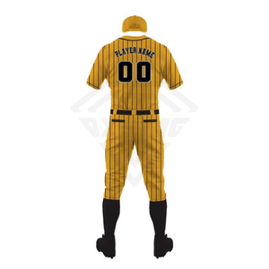Custom <b>Baseball</b> Uniform Men's Yellow Striped Jersey Pants <b>Set</b> Sublimated Print Moisture Wicking Regular Fit Adult All Seasons - Product Image 3