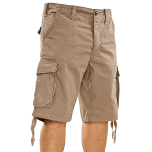 Shorts cargo décontractés pour hommes, imperméables, écologiques, avec poches utilitaires, coupe décontractée, taille mi-haute, en coton uni respirant - Product Image 5