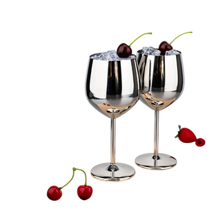 Hot Selling <b>Stainless</b> Steel Cocktail <b>Glasses</b> Set of 2 Modern Round Unbreakable Goblets for Party Use Western Drinking <b>Glass</b> - Product Image 2