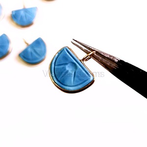 Natural Blue Opal Melon Carved Gemstone Pendant 925 Sterling <b>Silver</b> Charm 10MM 13MM Gold Plated Bezel Setting Blue Opal Jewelry - Product Image 5