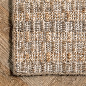Alfombra india moderna de yute tejida a mano, diseño marroquí, redonda y ovalada, para el hogar u oficina, en colores naturales. - Product Image 3