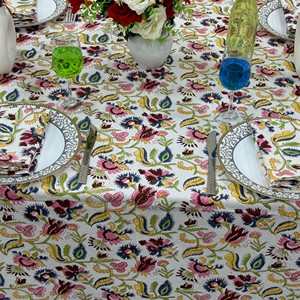 Floral Printed Cotton Linen <b>Tablecloth</b> <b>Round</b> Woven Classic Style Washable Home Use - Product Image 3