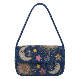 Bolso de hombro hecho a mano con cuentas y rayas arcoíris, bolso de mano de noche a la moda para mujer, bolso con solapa, bolso para llevar debajo del brazo - Product Image 5