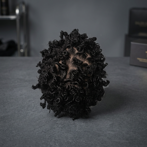 Lockiges Afro-Toupet für Männer aus Remy-Haar mit Vollspitze & PU-Basis, Weiche Unsichtbare Knoten, Schwarzes Haarersatzsystem für Dunkelhäutige Männer - Product Image 3