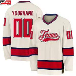 Camiseta de Hockey sobre Hielo Blanca para Hombre, Manga Larga, Cuello en V, Transpirable, Corte Regular, Ropa Deportiva para Adultos, Logotipo de Equipos Impreso - Product Image 4