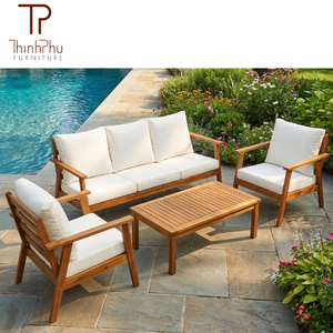 THINH PHU FURNITURE TP6136 Modern Sectional Sofa Set 3 Seater <b>Bench</b> (4Pcs) Solid Wood 10cm Seat Cushion 12cm Back Pillows - Product Image 4
