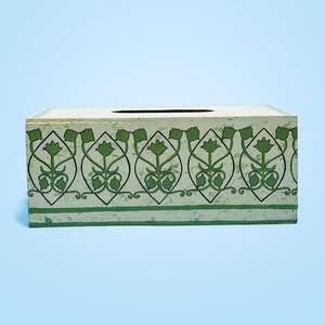 Boîte à mouchoirs carrée en os incrusté, artisanale et écologique, de conception traditionnelle indienne, pour la décoration du salon ou du bureau - Product Image 1