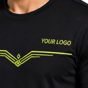 T-shirt de sport pour homme noir et vert fluo, séchage rapide, athlétique, pour la gym, la course et l'entraînement, personnalisable - Product Image 6