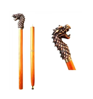 Canne de marche vintage de style antique en bois poli fait main avec tête de dragon victorienne MILAP INDUSTRIES Uttarakhand Noël Fête des Mères