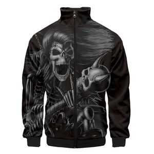 Blouson matelassé pour homme bleu marine à col montant, coupe-vent, avec fermeture éclair, décontracté, pour l'hiver, en polyester rembourré - Product Image 3