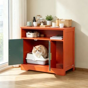 Mobiletto Lettiera per Gatti di Lusso in Legno - Grande Capacità, Ecologico, Forma Rettangolare per Soggiorno - Product Image 4