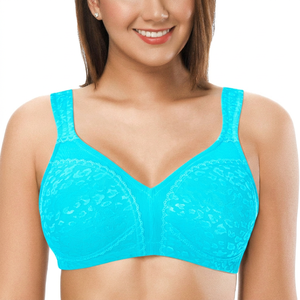 Women's Plus Size White V-Neck Backless Seamless Bra with Straps High Support Breathable Front Logo Design - Product Image 5