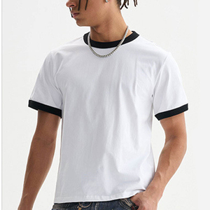T-shirts Homme OEM en Gros, Vintage, Logo Personnalisé, Respirants, Bicolores, Manches Courtes, Tendance, Décontractés, Col Rond, Coupe Oversize - Product Image 1