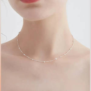 Collar de Perlas de Agua Dulce de Alta Gama para Mujer, Diseño de Cielo Estrellado Simple y Ligero de Lujo, Collar de Cuentas de Arroz Pequeñas - Product Image 2