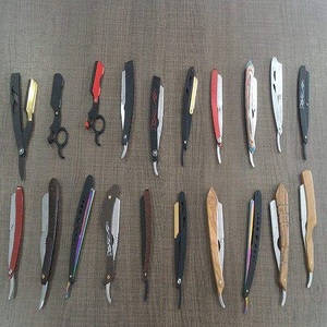 มีดโกนหนวดตรงสแตนเลสอย่างดีเคลือบโลโก้ร้านตัดผมมืออาชีพ พร้อมใบมีดแบบโชว์ - Product Image 1