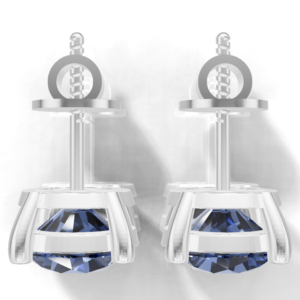 Heerani Jewels Brilliant Cut Natural <b>Blue</b> <b>Sapphire</b> Stud <b>Earrings</b> 925 Sterling Silver Silver Plated Classic Claw Setting 1.9g - Product Image 5