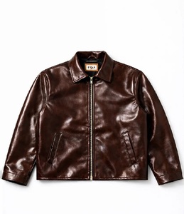 แจ็คเก็ตบอมเบอร์หนังแท้สีน้ำตาลพร้อมส่ง ผ้าแคนวาส ระบายอากาศได้ดี หรูหรา สำหรับผู้ชาย ฤดูหนาว สไตล์วินเทจ หนังวัวลายนูน ผสมโพลีเอสเตอร์ - Product Image 2