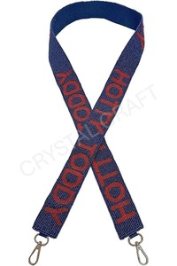 CRYSTAL CRAFT Delta Sigma Theta Webbing <b>Strap</b> Beaded Vintage <b>Adjustable</b> Hook Raised Text Red Light Blue Eco-Friendly Handbag - Product Image 4