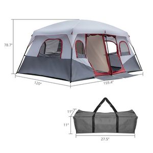 Tenda Familiare Gigante a 2 Stanze per 10 Persone con Tasche Portaoggetti per Accessori da Campeggio, Adatta per Uso sul Tetto dell'Auto - Product Image 6